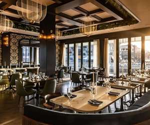 Sun setting over the dining room